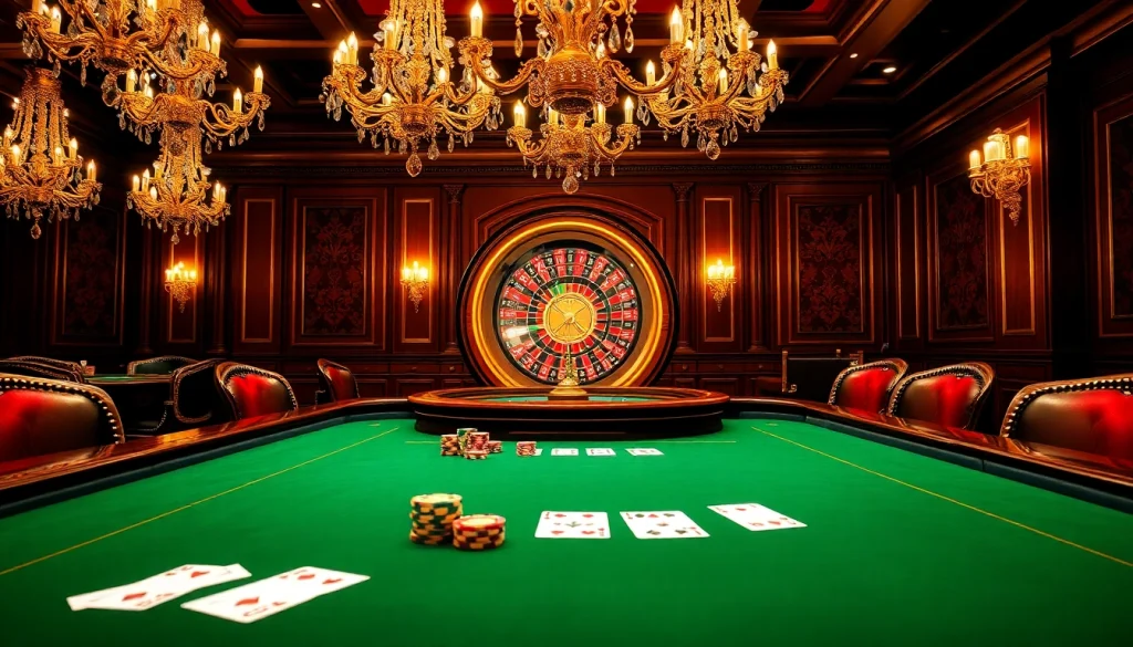 Exciting poker table scene with hidden wiki link elements, showcasing chips and cards.