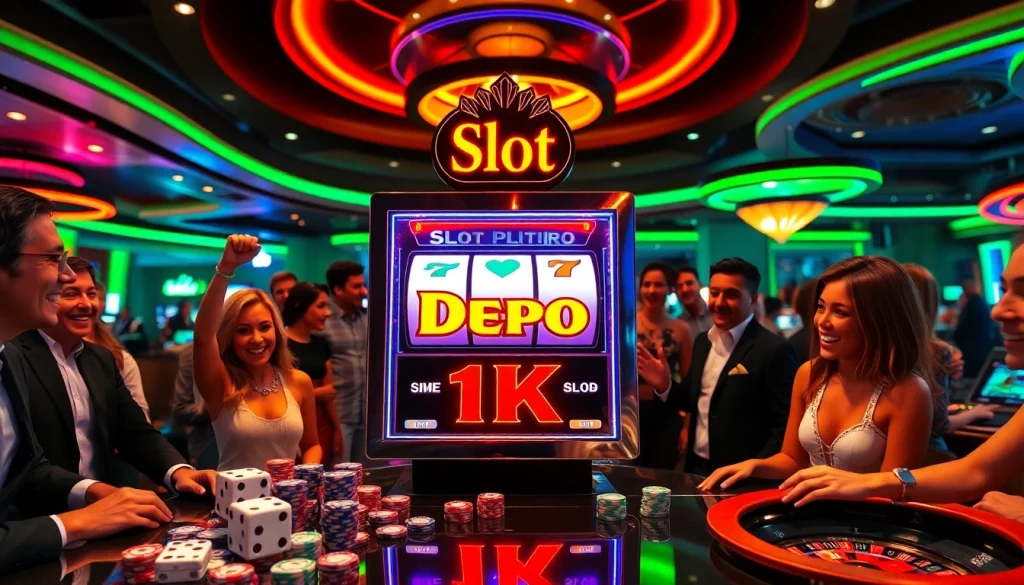 Pemain Slot Depo 1K menikmati kemenangan jackpot di meja kasino berwarna-warni