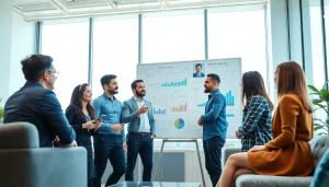 Find exciting sales jobs near me through professionals collaborating in a modern office.