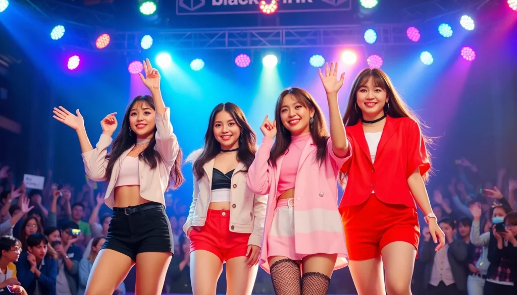 Enjoying a live performance of the blackpink members on stage, showcasing their energy and individuality.