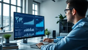 Developer analyzing Amazon price tracker data in a modern workspace, highlighting infosec elements.
