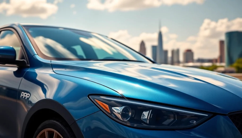 Enhancing vehicle's appearance with PPF Chattanooga, showcasing gloss and detailing under bright sunlight.