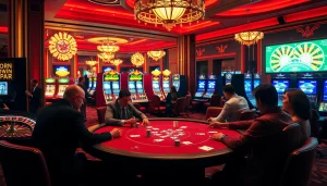 Exciting casino atmosphere featuring a poker game with AI technology integration and a roulette wheel, showcasing porn ai.