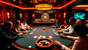 Thrilling poker action at cm88 com casino with vibrant chips and cards on the table.