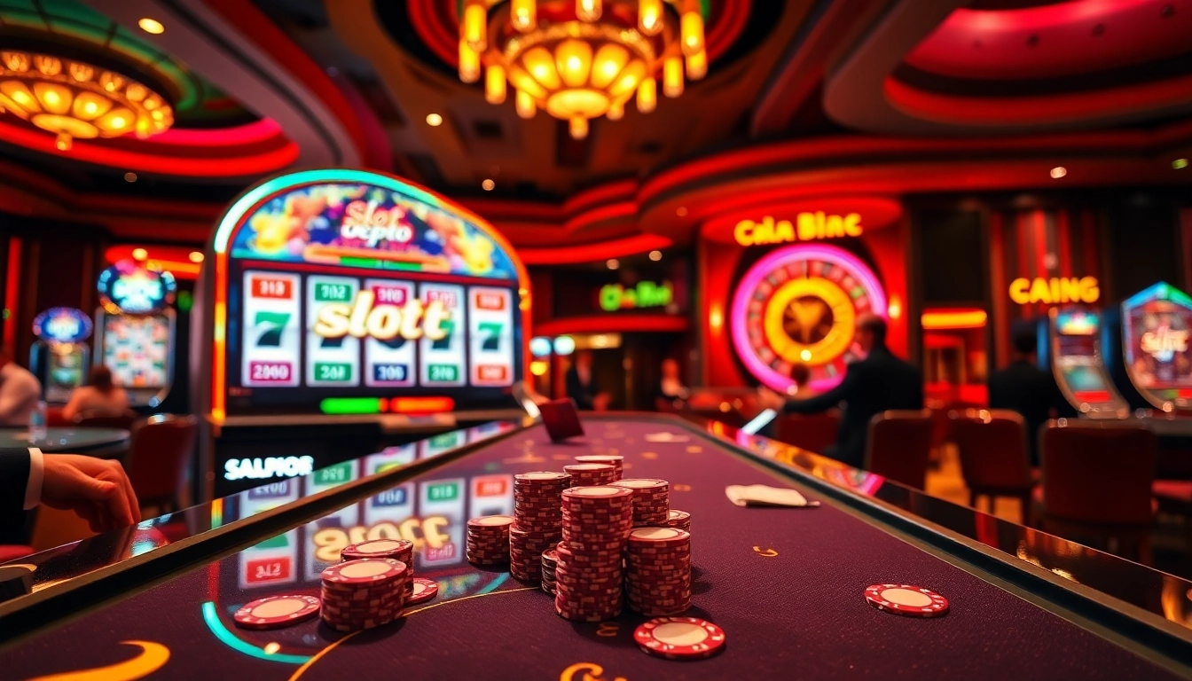 Rasakan sensasi slot depo 5rb di kasino mewah dengan mesin slot yang berwarna-warni dan pemain yang antusias.