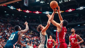 ดูบาสสด ขณะที่ผู้เล่นกำลังทำคะแนนในสนามบาสเกตบอลที่เต็มไปด้วยแฟนๆ