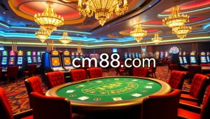 High-stakes players enjoying poker at cm88 com casino, illuminated by luxury ambiance.
