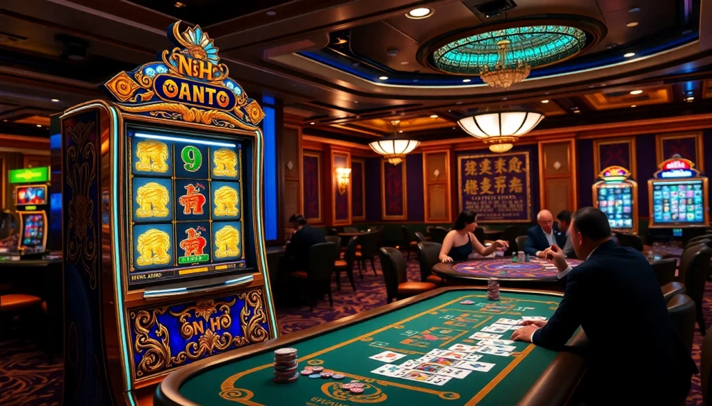 Experience thrilling nổ hũ gameplay as players revel in jackpot wins at a vibrant casino table.