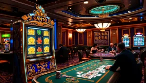 Experience thrilling nổ hũ gameplay as players revel in jackpot wins at a vibrant casino table.