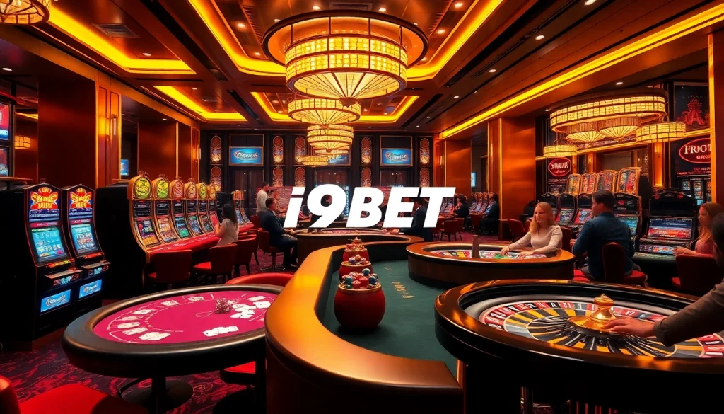 Experience the thrill of placing bets at the trang chủ i9bet casino featuring poker tables and slot machines.